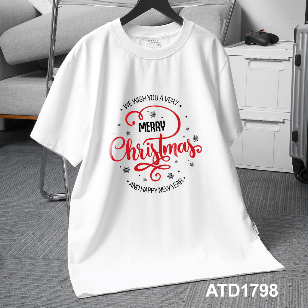 Áo phông nam giáng sinh noel form rộng cổ tròn vải cotton thoáng mát 1798 Miucho Iconic in typography_thumbnail_3