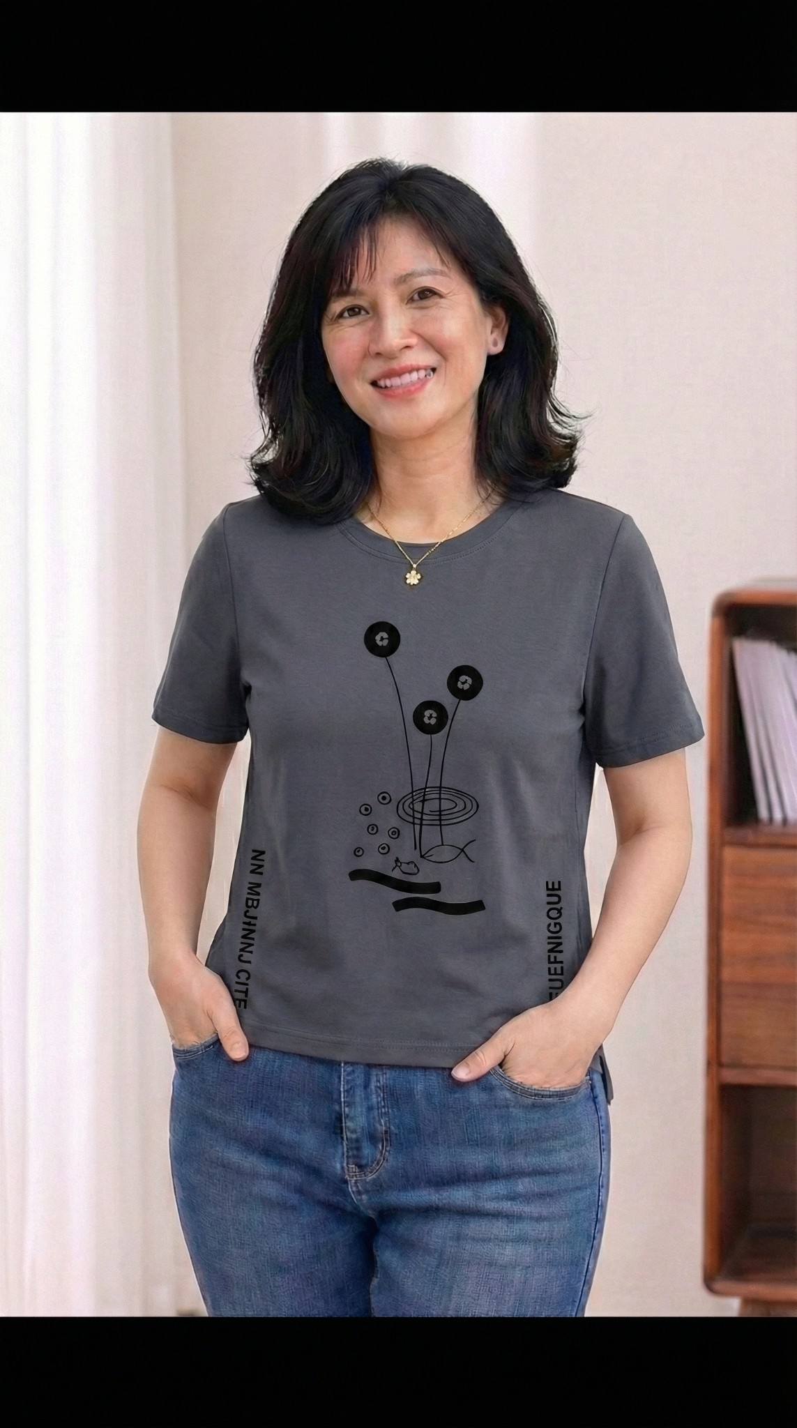 ATF237-Áo Thun Xẻ Tà Phối Hoa_thumbnail_1