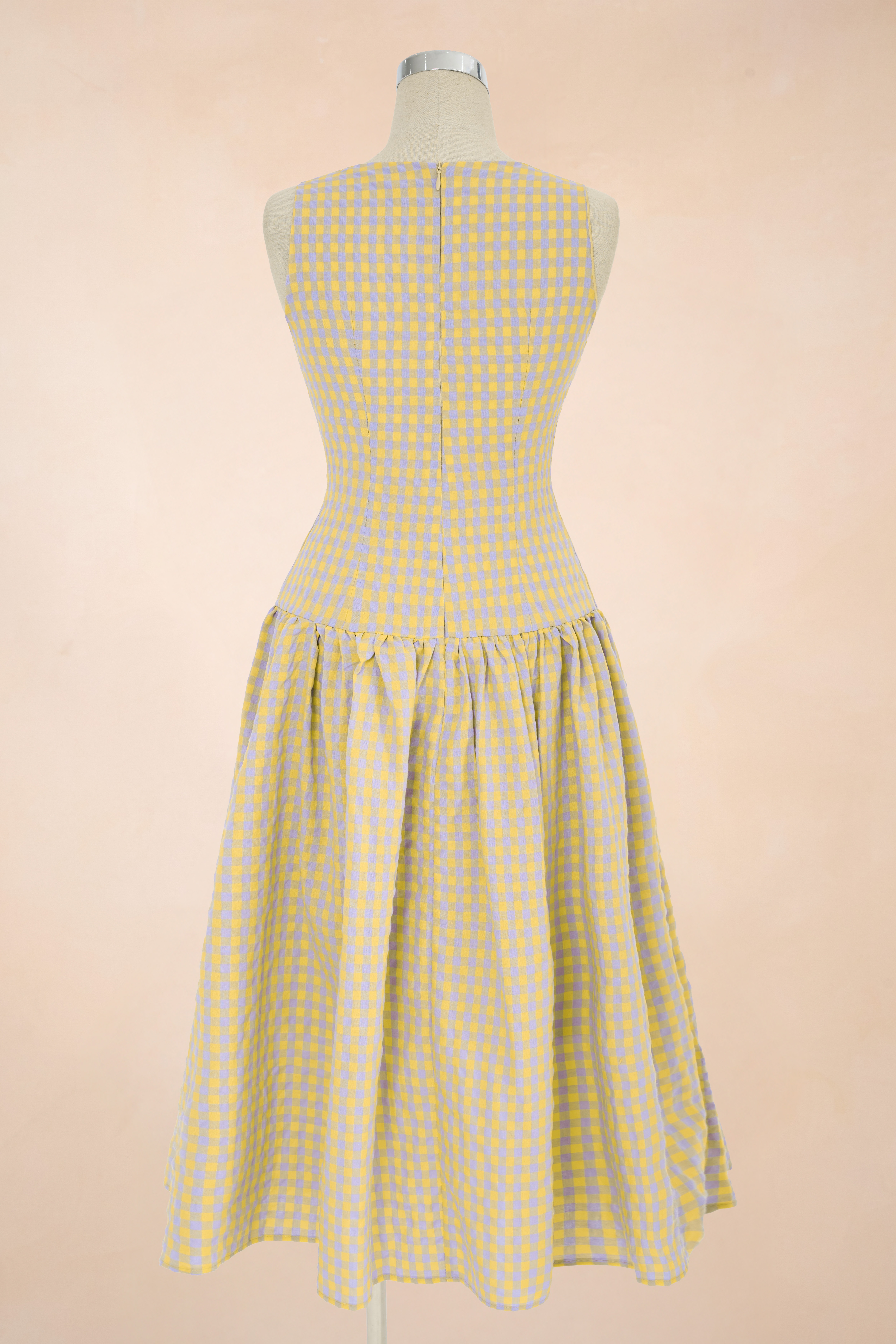 Đầm Xoè Caro Cúc Dọc_thumbnail_4