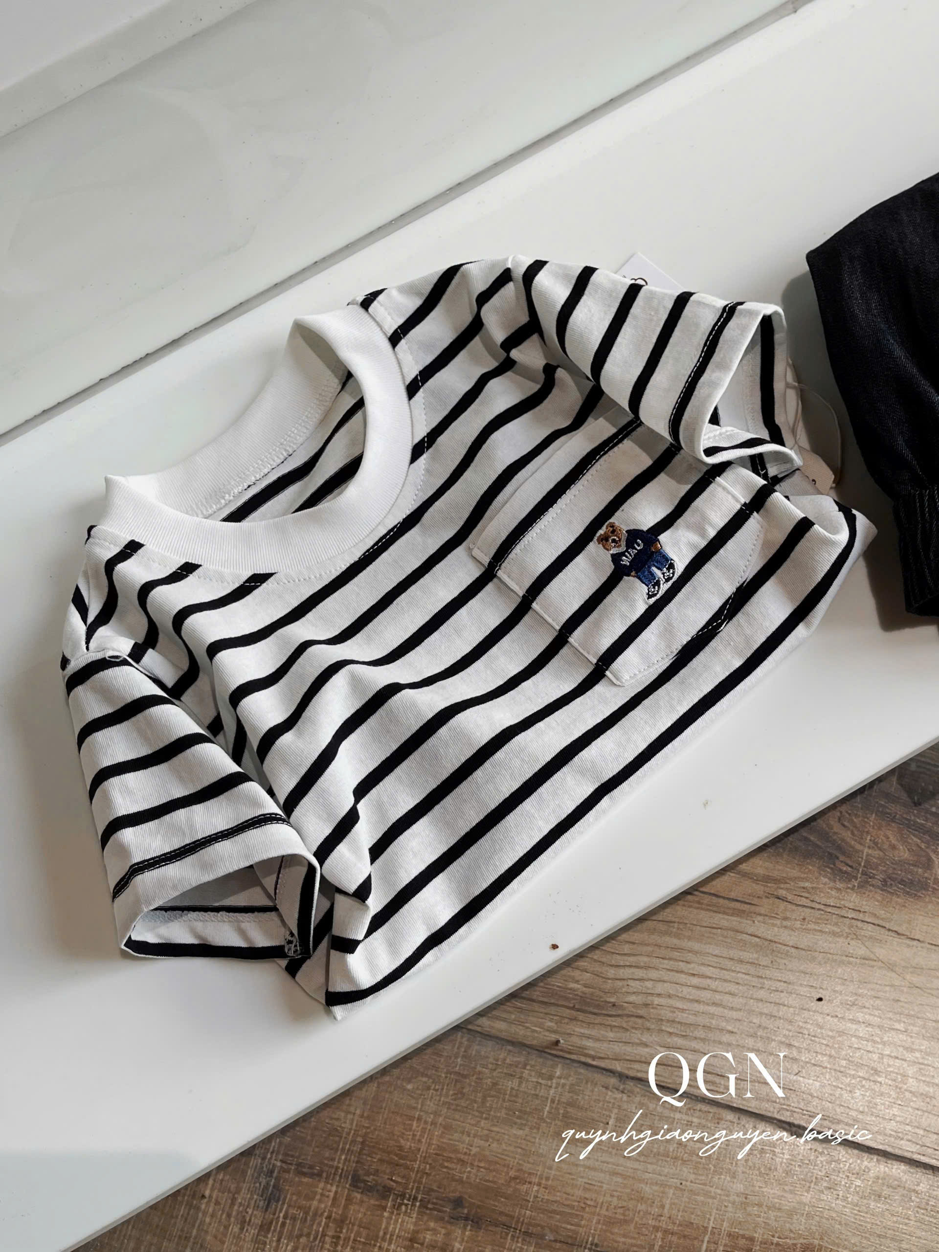 Set áo gấu sọc + quần short bé_thumbnail_2