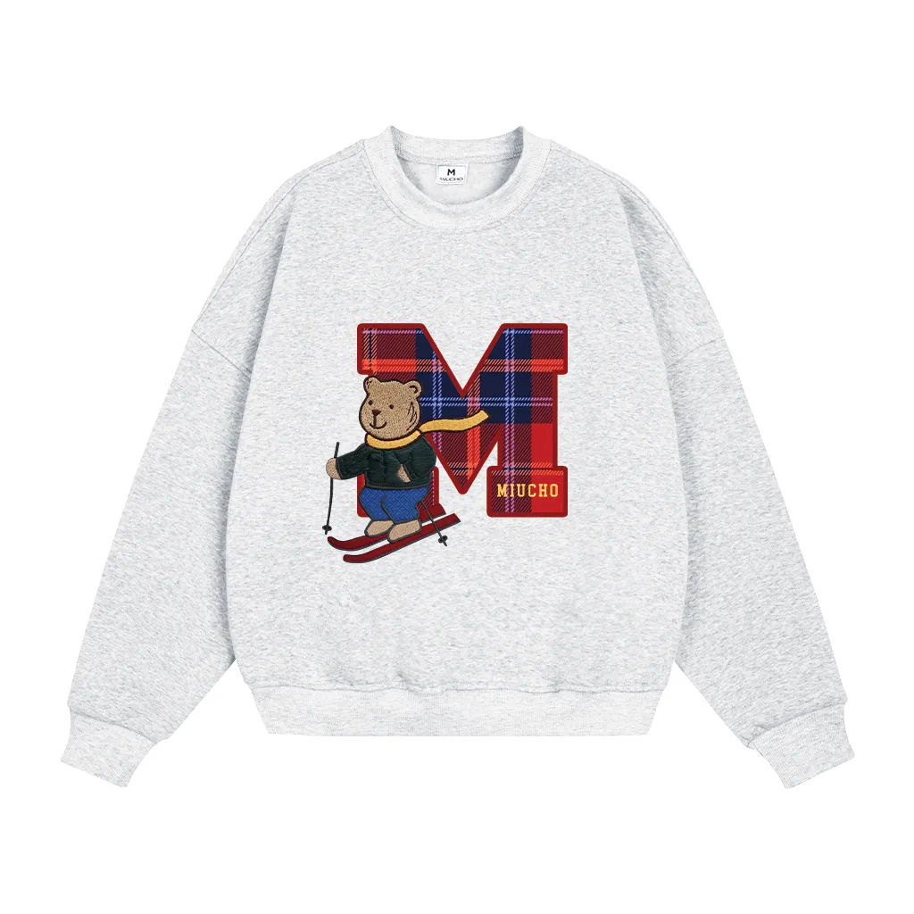 Áo Sweater boxy unisex Miucho nỉ 2 da cao cấp thấm hút tốt chuẩn form chữ M gấu teddy 2791_thumbnail_0