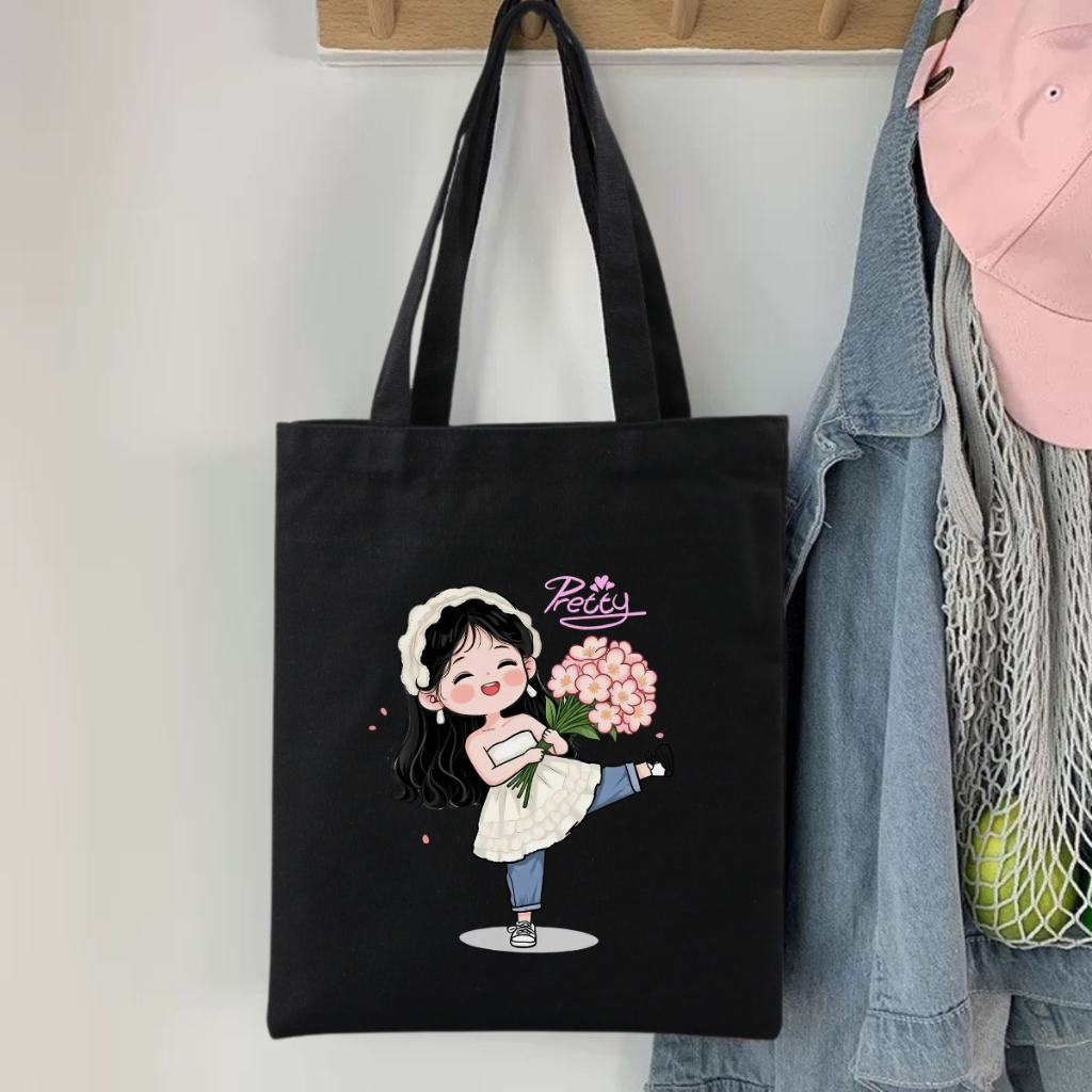 Túi tote vải canvas hình cô gái hot trend có khóa kéo và ngăn phụ We Tee - WTU01_thumbnail_8