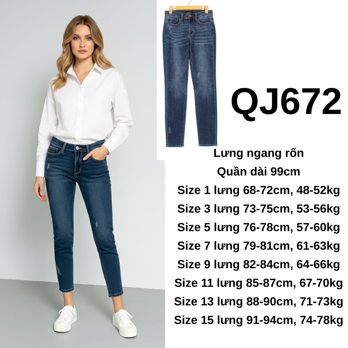 QJ672 Jeans Relax Skinny  tấc