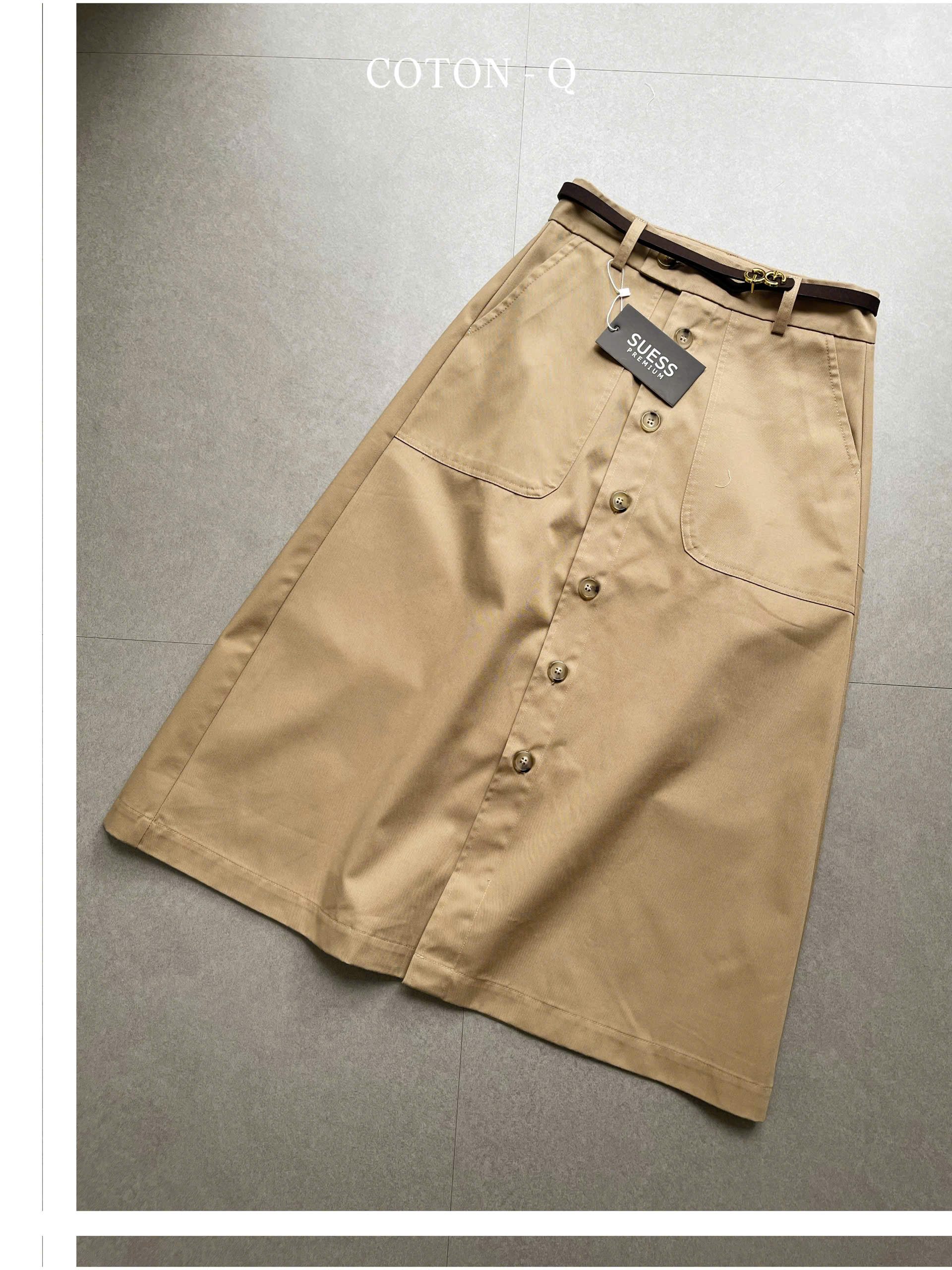 Chân váy dài Coton Q kaki kèm belt_thumbnail_7