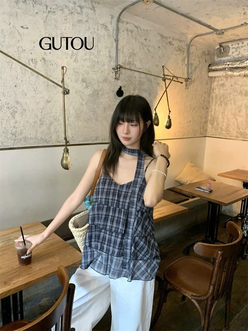 [ GUTOU ] Áo Hai Dây Tầng Cổ V Phối Khăn Choàng_thumbnail_11