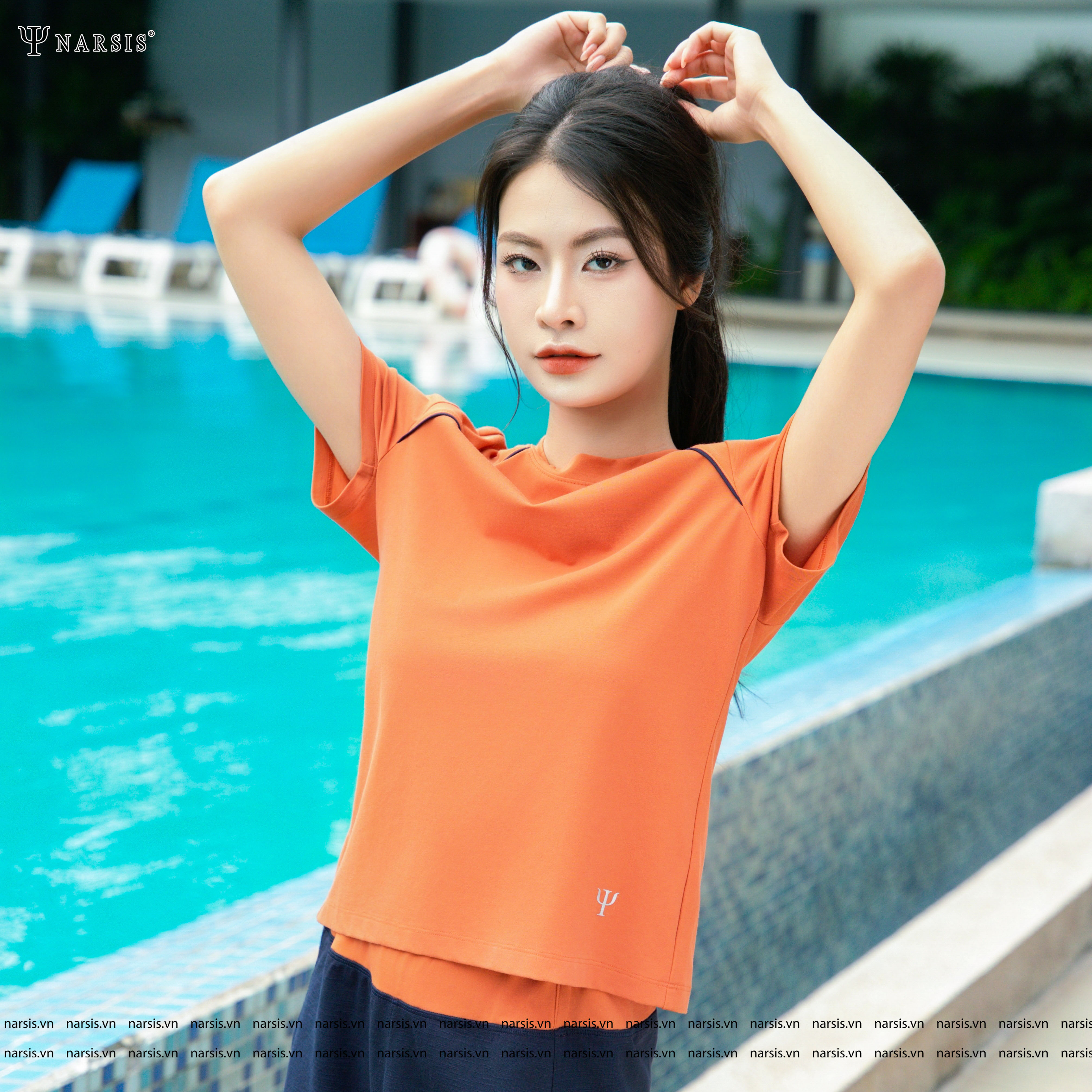 Set Thể Thao Nữ Narsis, Quần Đùi Và Áo Thun, Chất Mềm Mại, Tập Gym, Yoga, Thoáng Mát, Thời Trang H25002