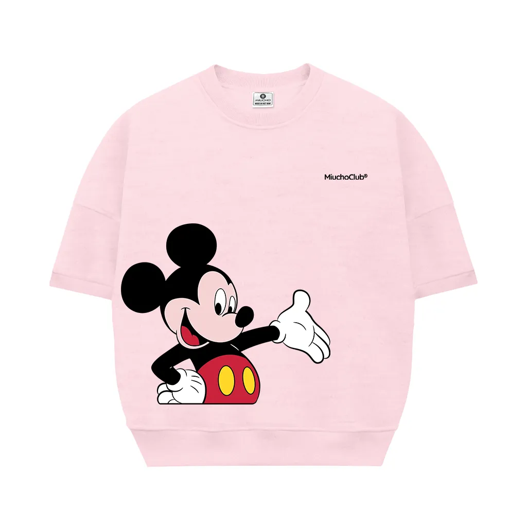 Áo sweater boxy nữ tay ngắn hình chuột mickey 2600 Miucho vải nỉ 2 da thoáng mát tay ngắn cổ tròn in mix_thumbnail_11