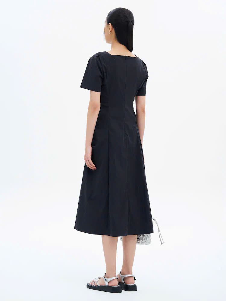 E317 ĐẦM GIÓ XÁM CỔ VUÔNG PHỐI NHÚN XUẤT HÀN_thumbnail_3