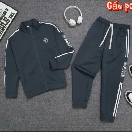 Bộ thể thao nỉ ép dày dặn POGUA nam nữ 2 phối viền dày dạn, ấm áp có khóa kéo chống nước_thumbnail_6