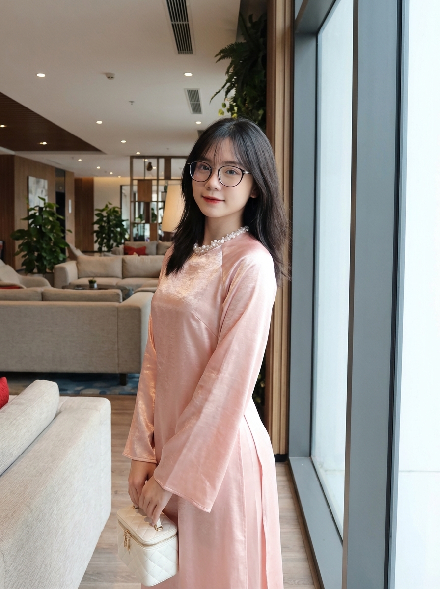 Áo Dài Nữ Hồng Đào