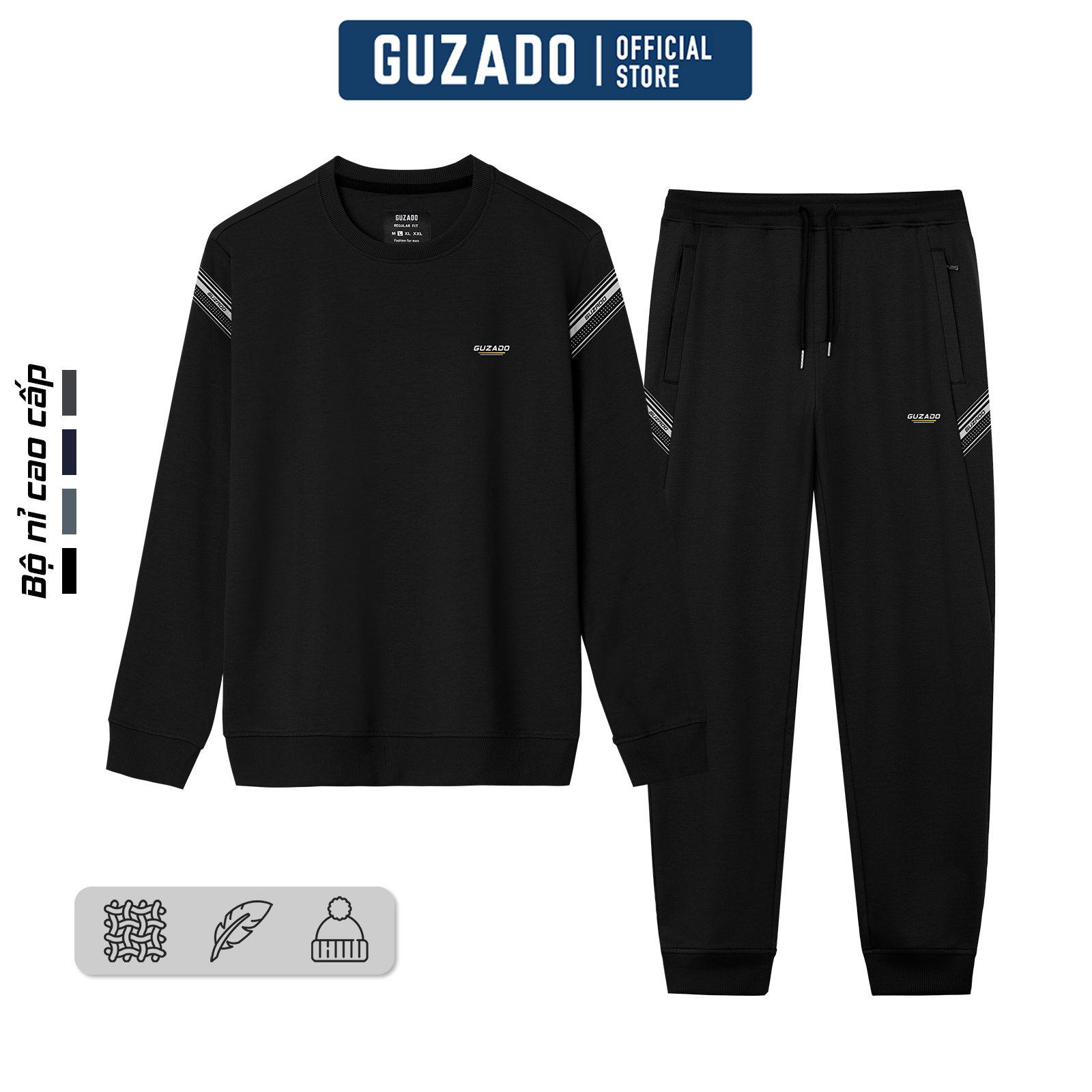 Bộ Quần Áo Nỉ Da Cá Nam GUZADO Mẫu Phối Sọc Premium GBN03_thumbnail_0