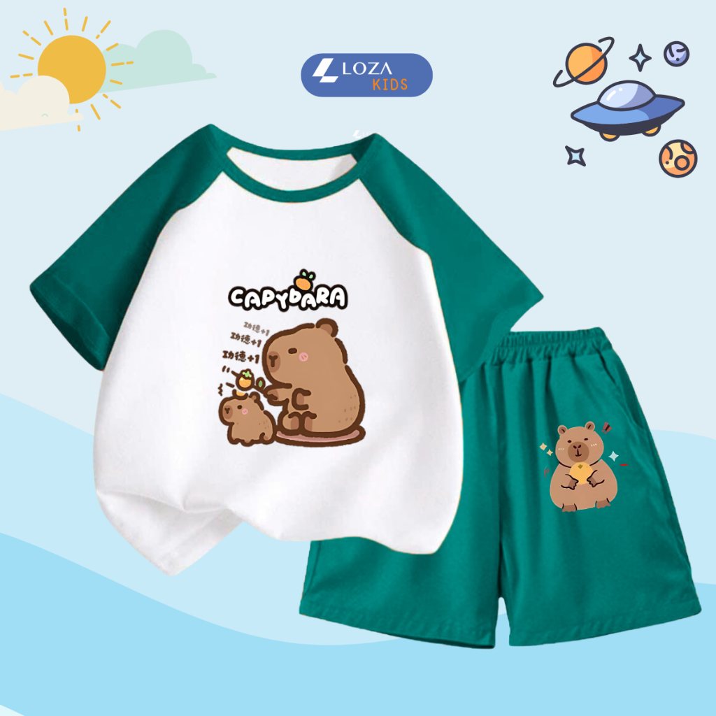 Bộ quần áo trẻ em phối màu in hình 'Capybara dưa hấu'- Loza Kids BD031_thumbnail_7