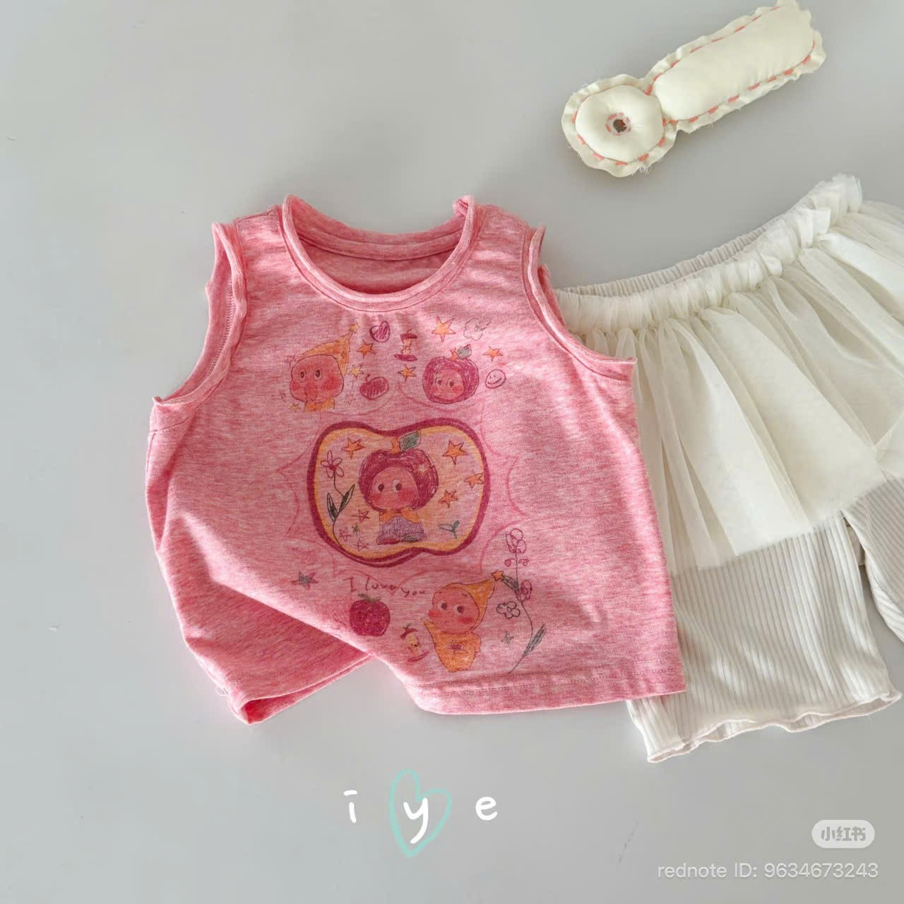 A90 - Áo cotton sát nách in hình bé gái hãng IYE (Sz80-100)