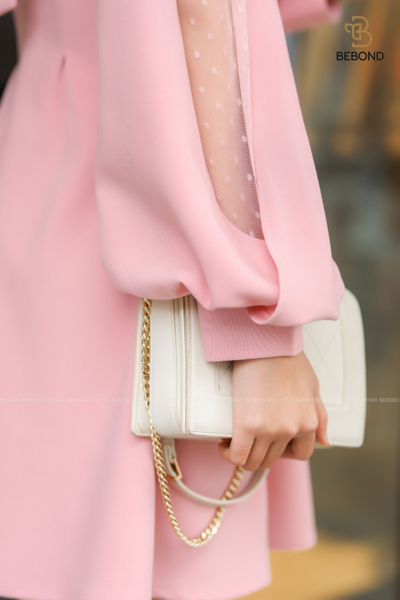 Váy phối ren nơ cổ màu hồng phấn - Amity Dress_thumbnail_2