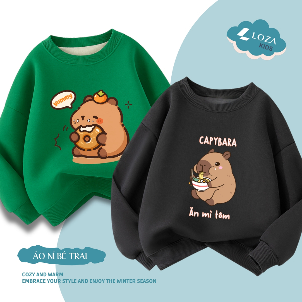 Áo sweater bé trai in hình Capybara nhiều hình đáng yêu - Loza Kids IN006_thumbnail_14