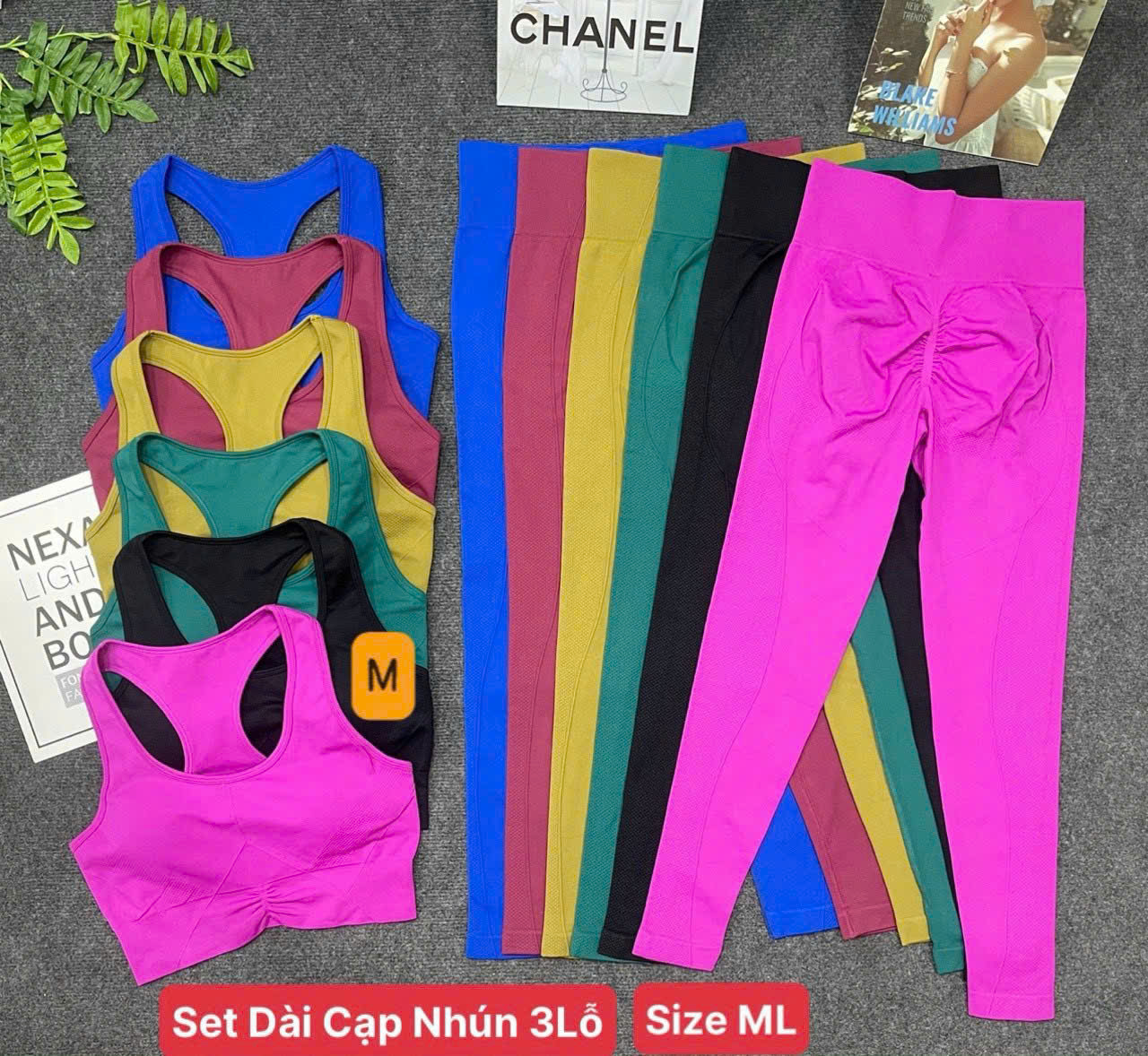 Set Quần Áo Thể Thao Dài Dáng Ba Lỗ Phối Nhún Eo