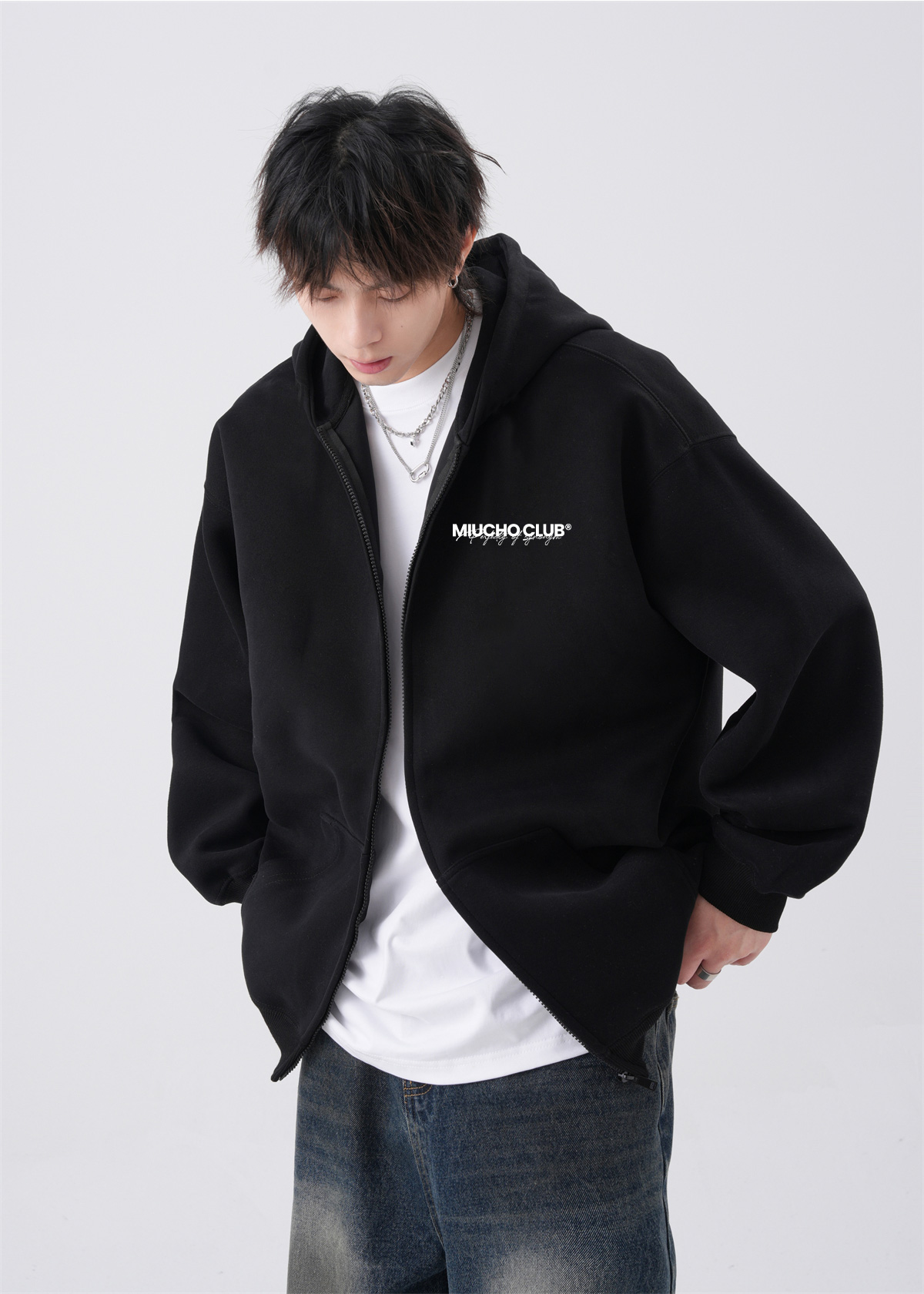 Áo hoodie zip nam local brand form rộng HZD1580 Miucho Club vải nỉ chân cua dày dặn mũ rộng in basic_thumbnail_4