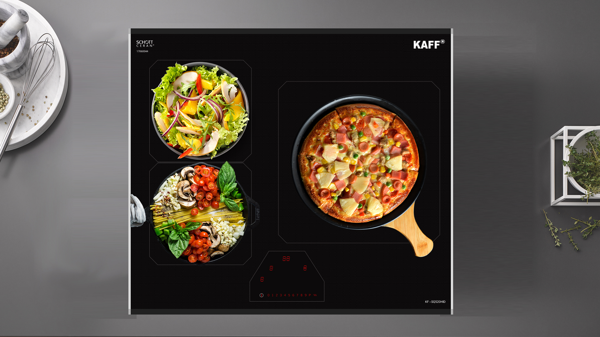 Mặt kính Schott Ceran - Bếp từ Kaff KF-SQ520HID