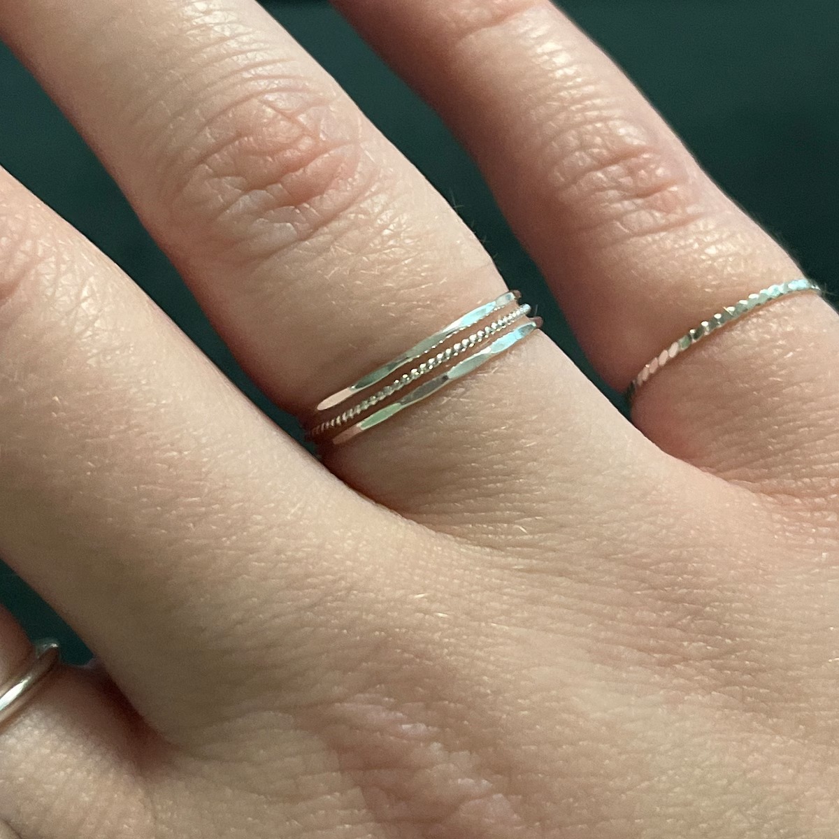 Elegant 3-Piece Gold Filled Ring Trio • Handmade Hammered & Twist Stackable Set_thumbnail_5