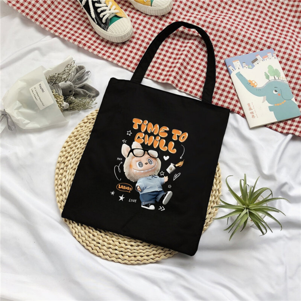 Túi tote in hình LABUBU - Túi vải canvas kích thước 33x37cm đựng vừa A4 và laptop - TOTE06_thumbnail_4
