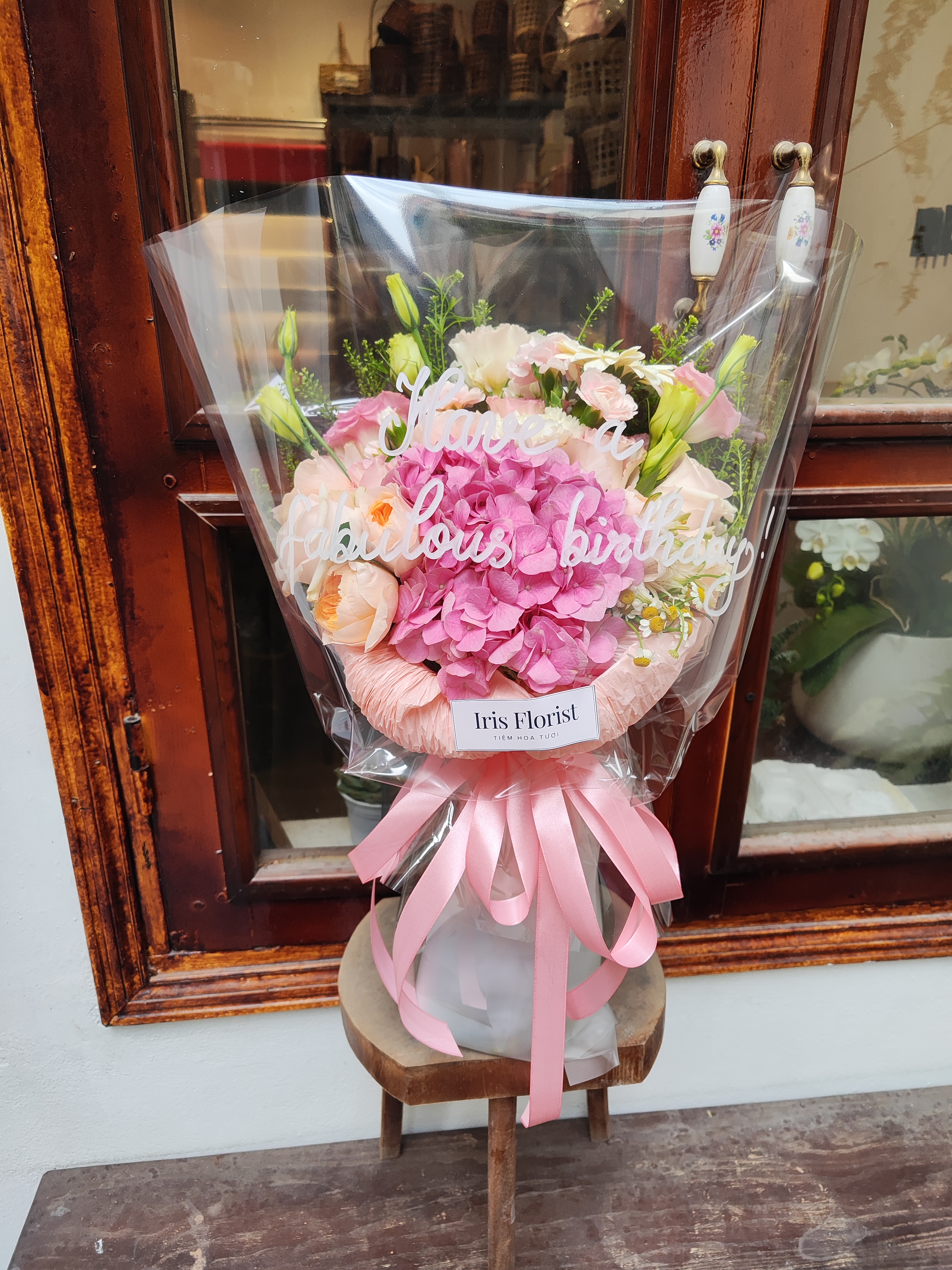 Bó hoa tin nhắn tú cầu hồng mix tone hồng cam_thumbnail_2