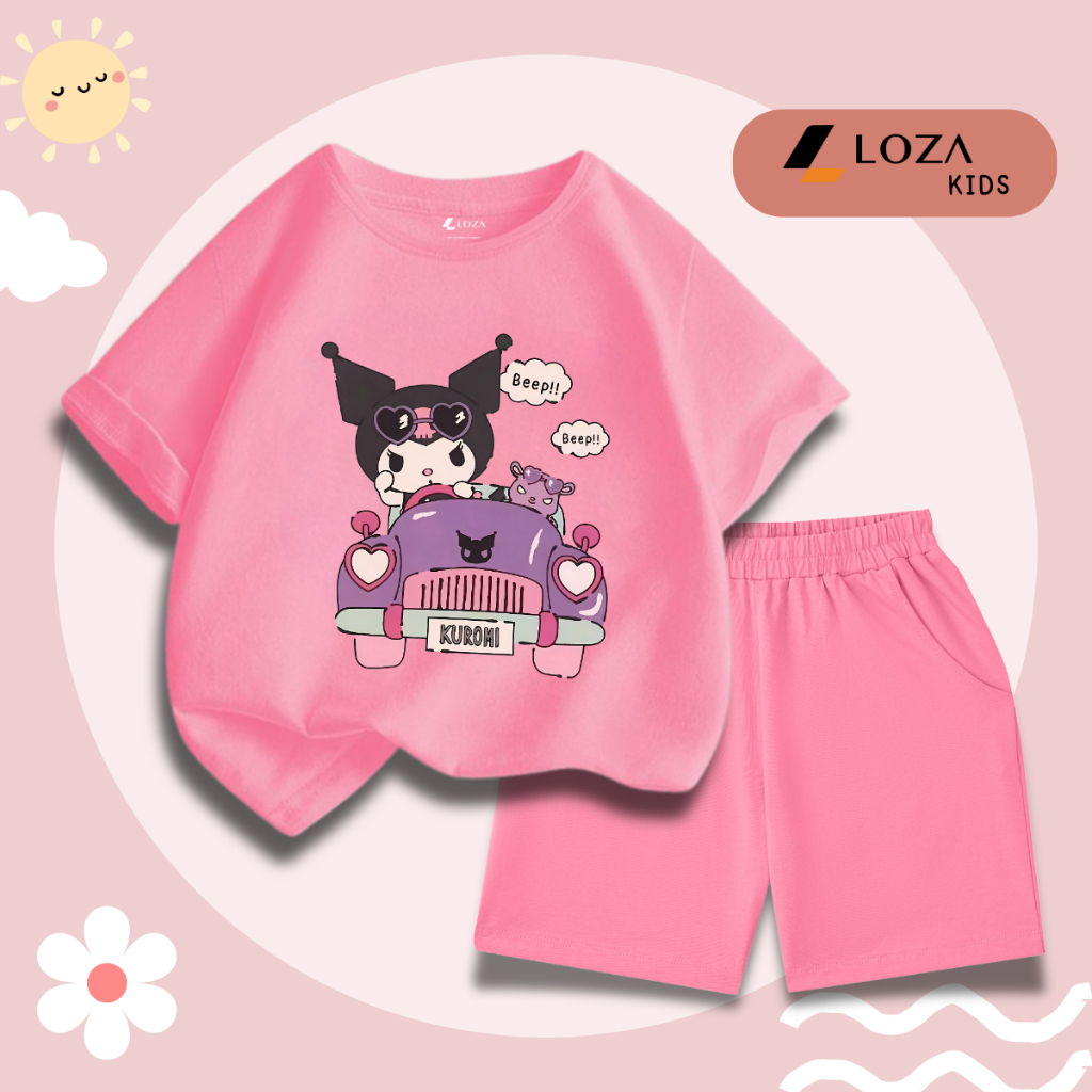 Bộ đồ bé gái in hình Kuromi lái xe -  Loza Kids SB309_thumbnail_3