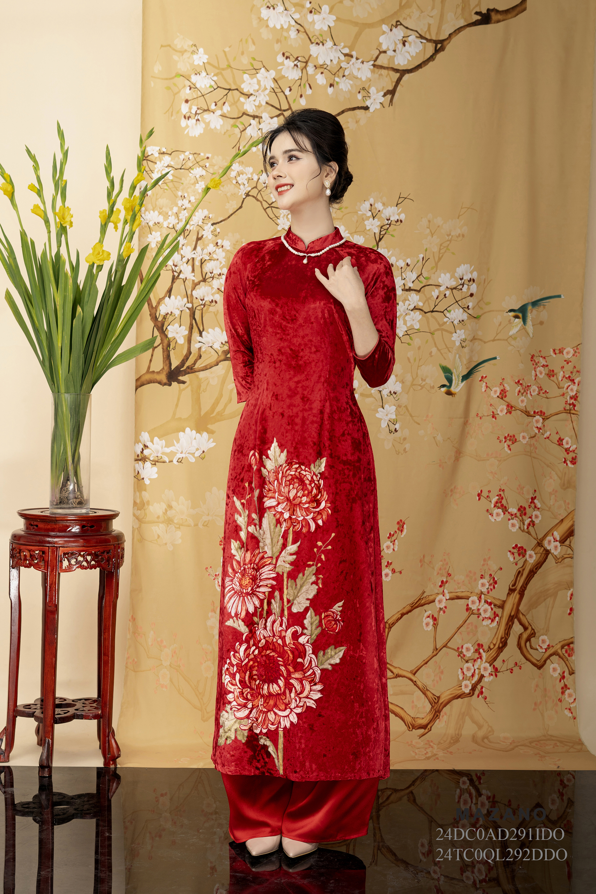 Quần áo dài suông Cạp cao Vải Lụa Dài qua mắt cá chân - mã mẫu 24TC0QL292DDO, AD291_thumbnail_0