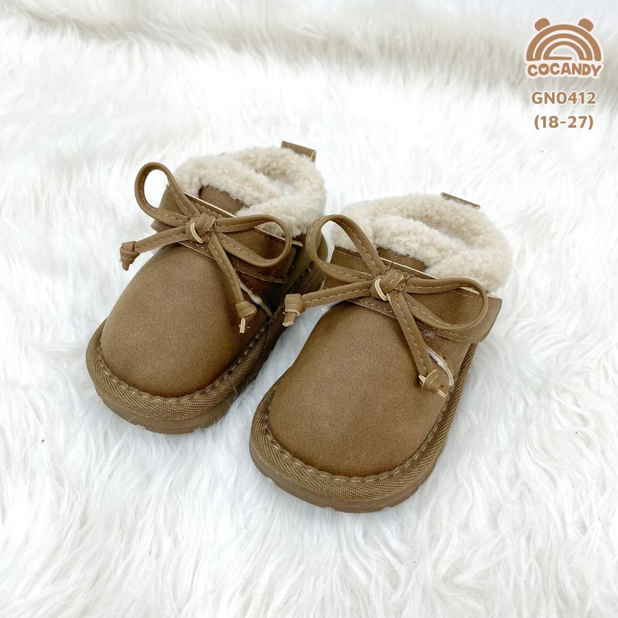 Giày nhập NÂU RÊU lót lông cao cổ nơ 8812_thumbnail_0