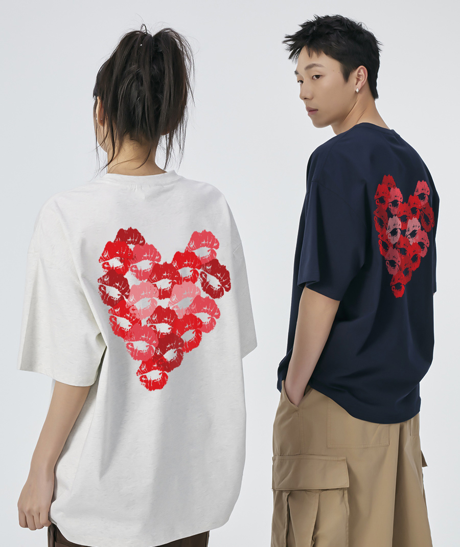 Áo thun cặp đôi couple trái tim from rộng ATD1381 Miucho vải cotton thoáng mát cổ tròn in mix_thumbnail_4