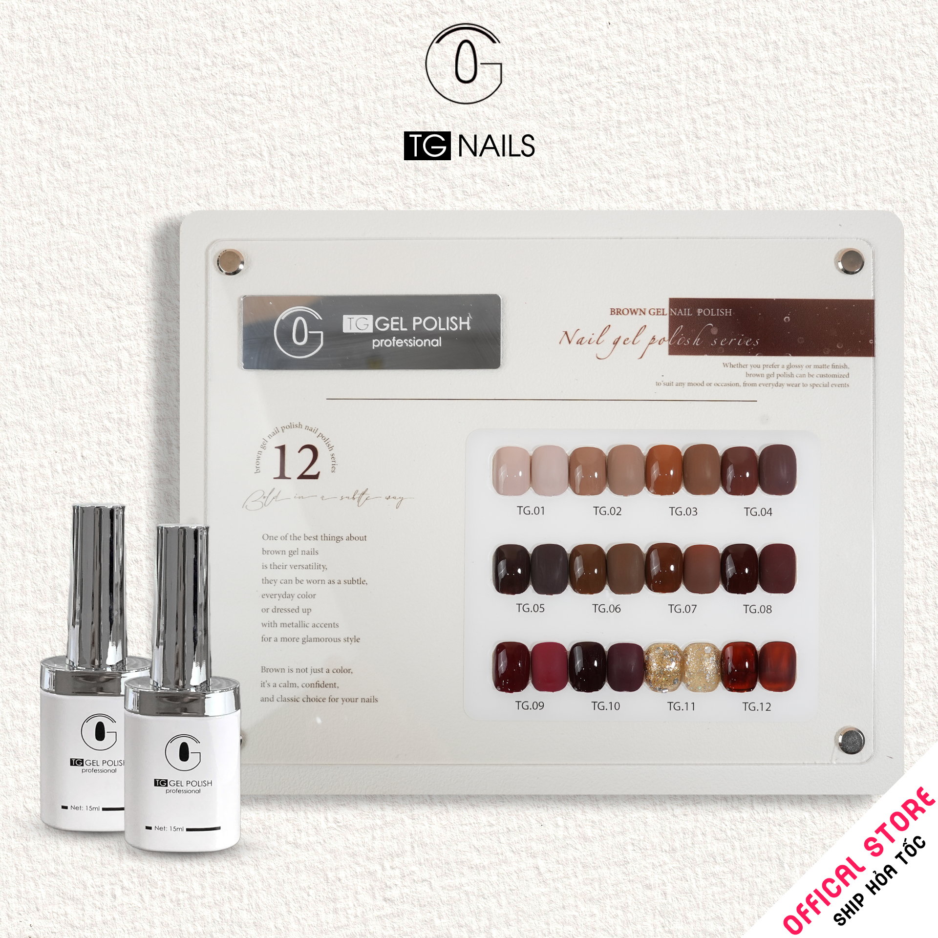 Sơn móng gel TG. Dung tích: 15ml/ lọ. Nhãn hàng TG nail.