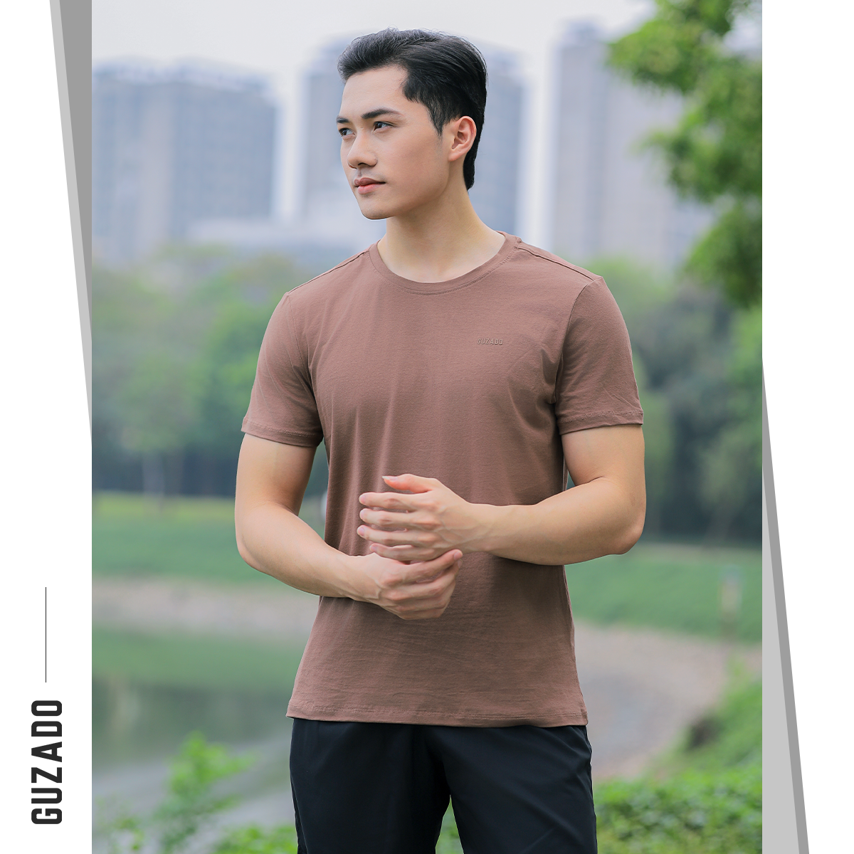 Đồ Bộ Guzado Áo Cotton Kết Hợp Quần Gió Basic  BTS03_thumbnail_44