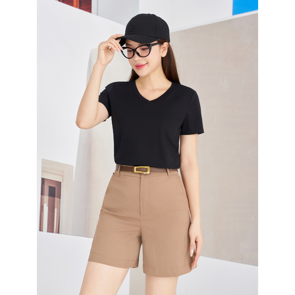 [Form Vừa] Áo phông cổ tim dáng suông vừa - Áo thun nữ cổ V màu trơn thun cotton 4 chiều - PH403308_thumbnail_1