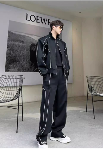 Set Bộ Thể Thao Nam Trắng Đen Phối Dây Nổi Bật_thumbnail_0