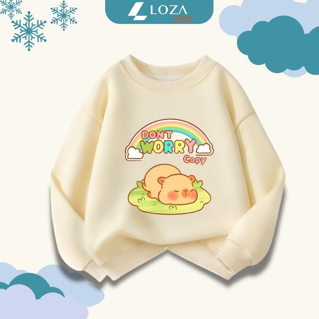 Áo nỉ sweater bé trai, bé gái hình capybara 'Don't worry'-  Loza Kids IN015_thumbnail_1