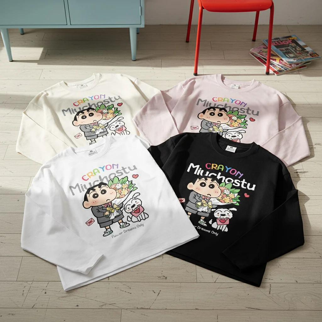 Áo thun boxy tay dài hoạt hình đáng yêu Miucho vải thoáng mát cổ tròn in mix 2957_thumbnail_7
