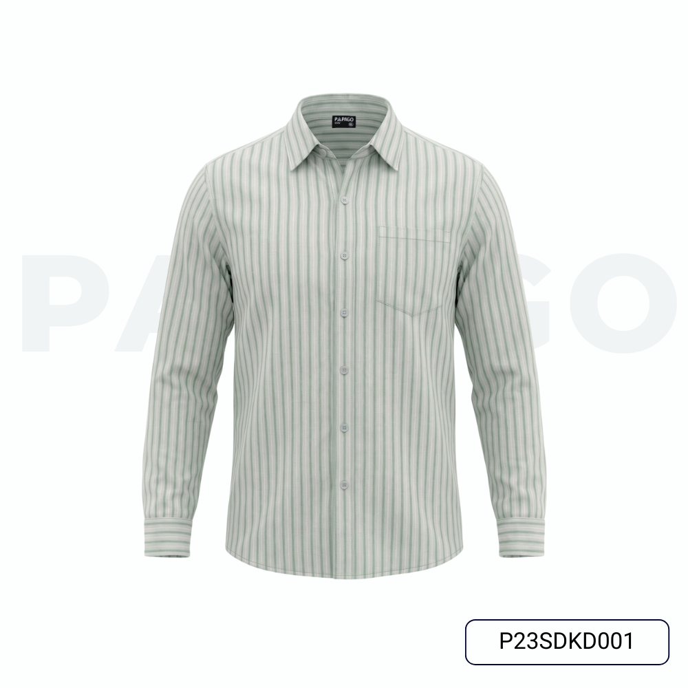 Áo sơ mi nam trung niên PAPAGO tay dài lai bầu vải xô đũi kẻ dọc - P23SDKD001_thumbnail_8