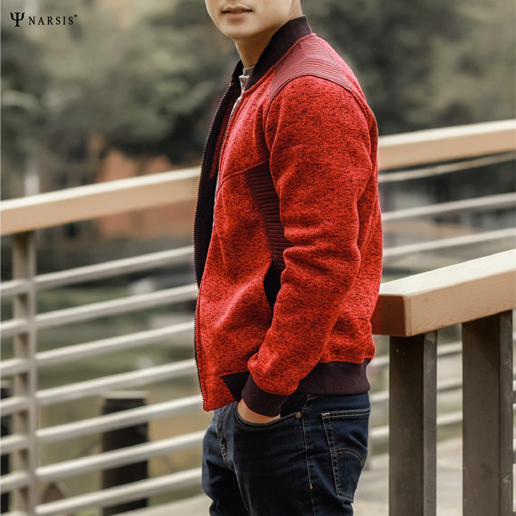 ÁO NAM BOMBER THỂ THAO D7098 NARSIS VẢI LEN COTTON ẤM ÁP, THOÁNG MÁT, GIỮ ẤM TỐT, MỀM MẠI_thumbnail_3