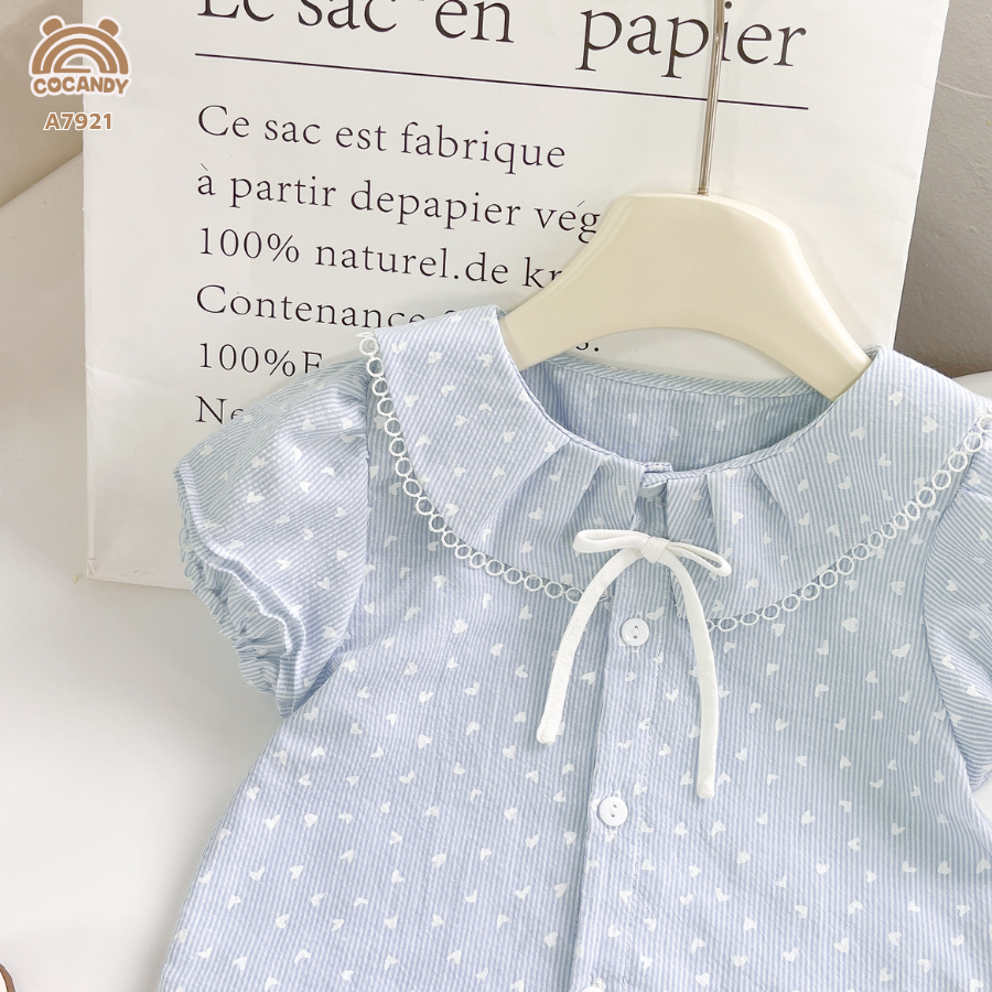 Áo cộc sơ mi XANH trái tim cổ sen tay phồng_thumbnail_3