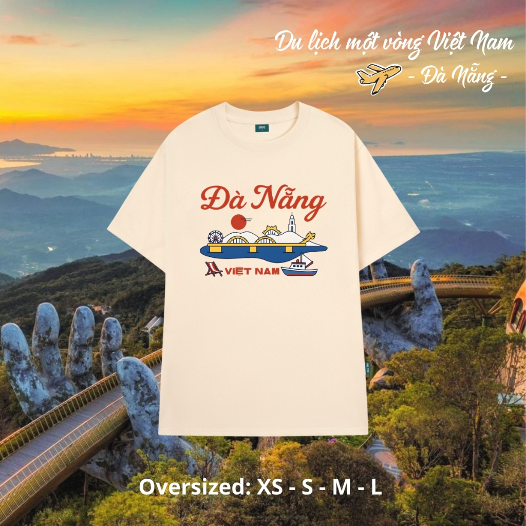 Áo thun du lịch Việt Nam, Huế, Hạ Long... dáng oversize rộng màu be local brand We Tee - T039_thumbnail_3