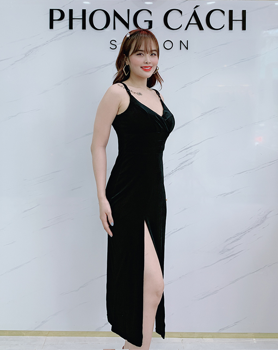 Đầm Nhung thiết kế 2 dây xẻ đùi_thumbnail_3