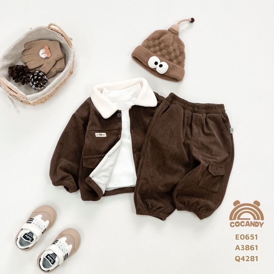 Áo khoác dài nhung NÂU phối cổ lông_thumbnail_3