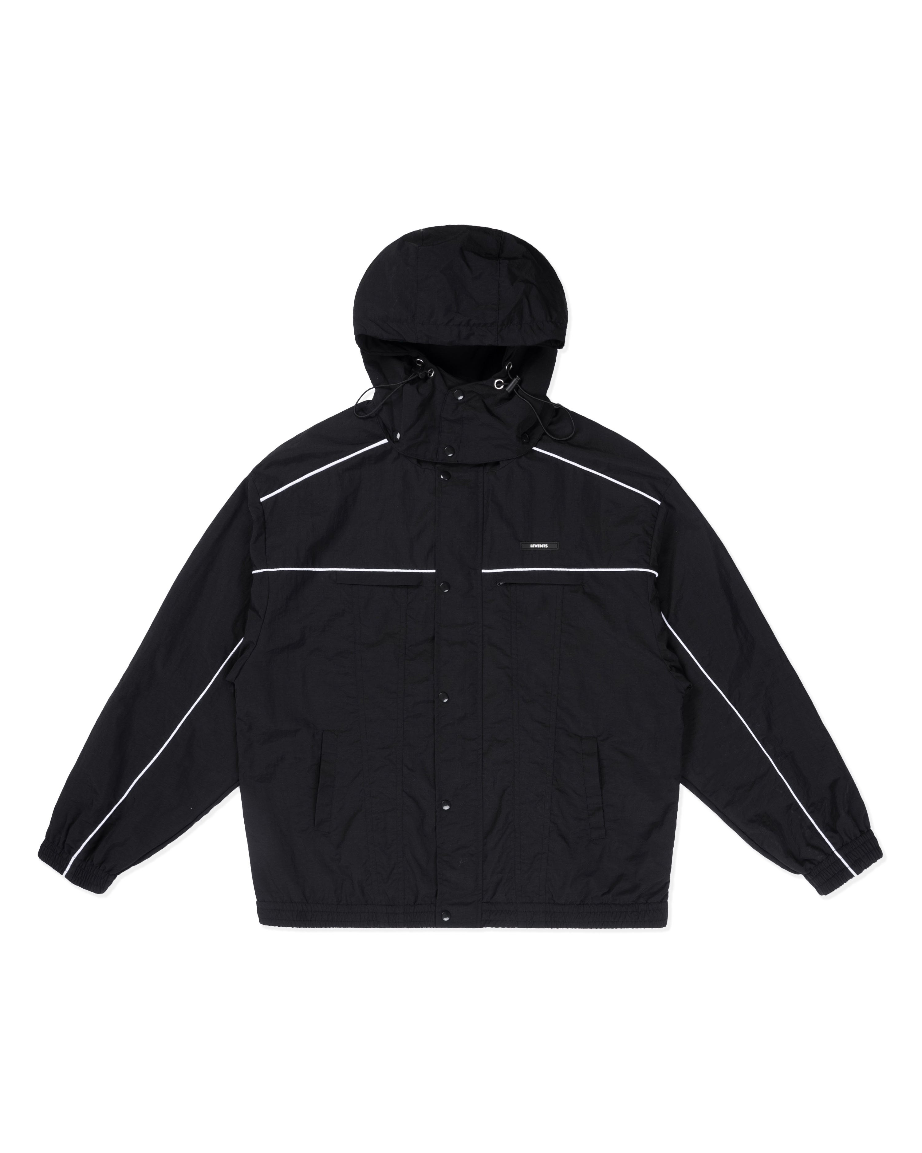 Levents® Classic Wrinkle Nylon Line Hood Jacket/ Black