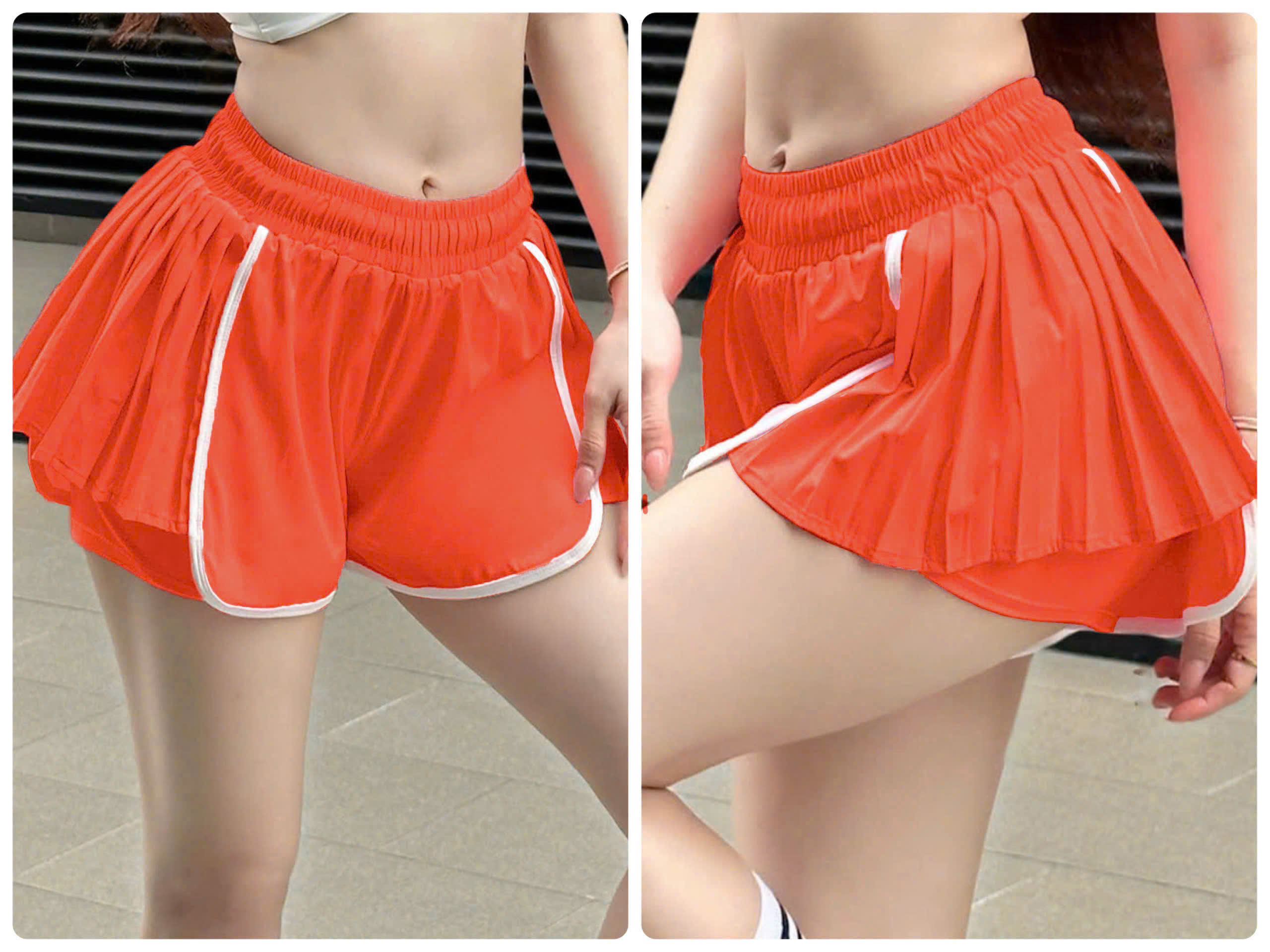 Quần Đùi Thể Thao Nữ Boxer 2 Lớp Xếp Li 2 Bên Phối Viền_thumbnail_8