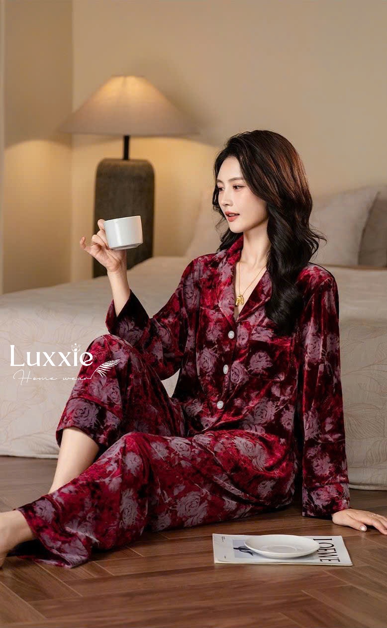 NHUNG37 Bộ ngủ nhung hoa hồng_thumbnail_3