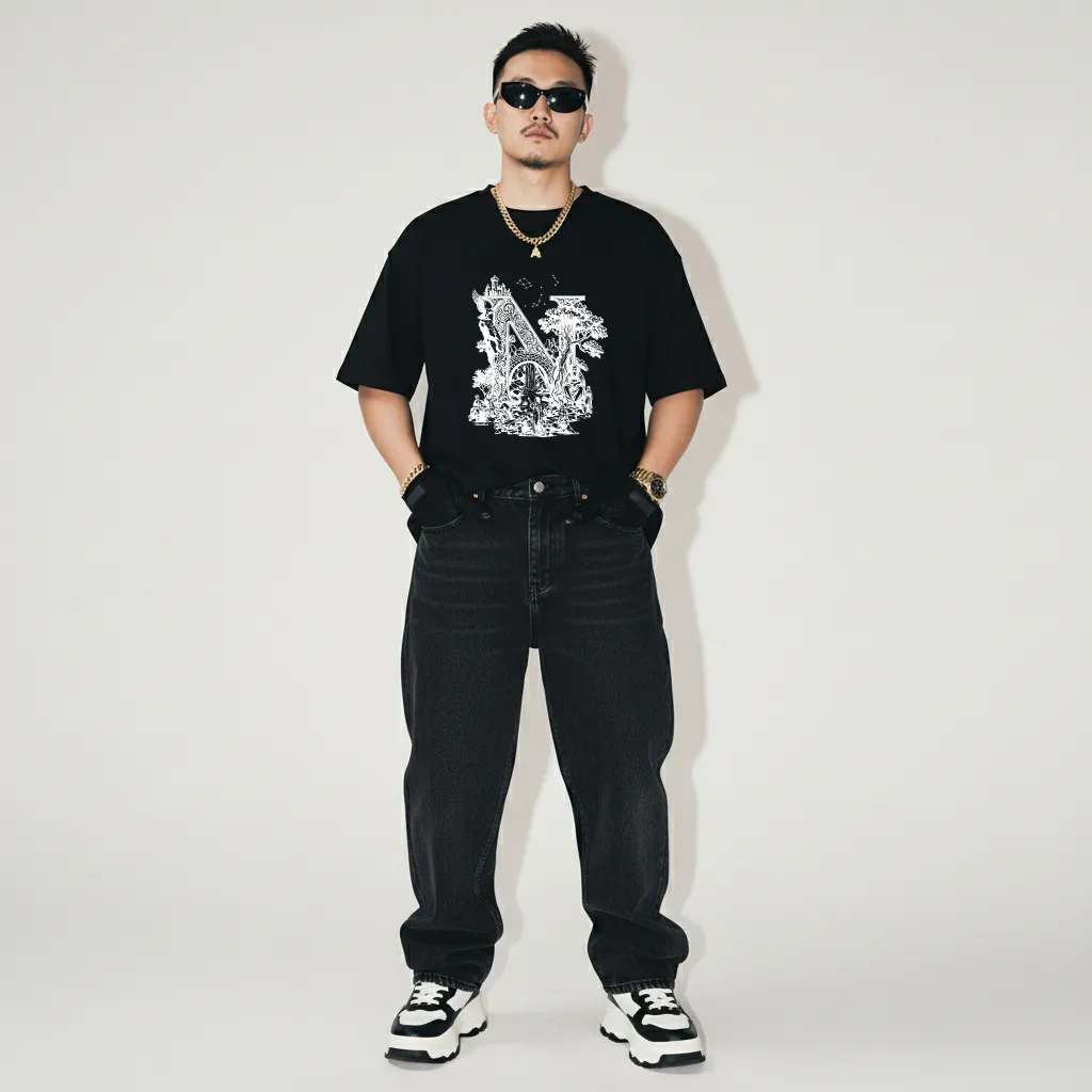 Áo thun form rộng Miucho Iconic vải cotton dày dặn thoáng mát tay ngắn cổ tròn in chữ cái N 2759_thumbnail_2