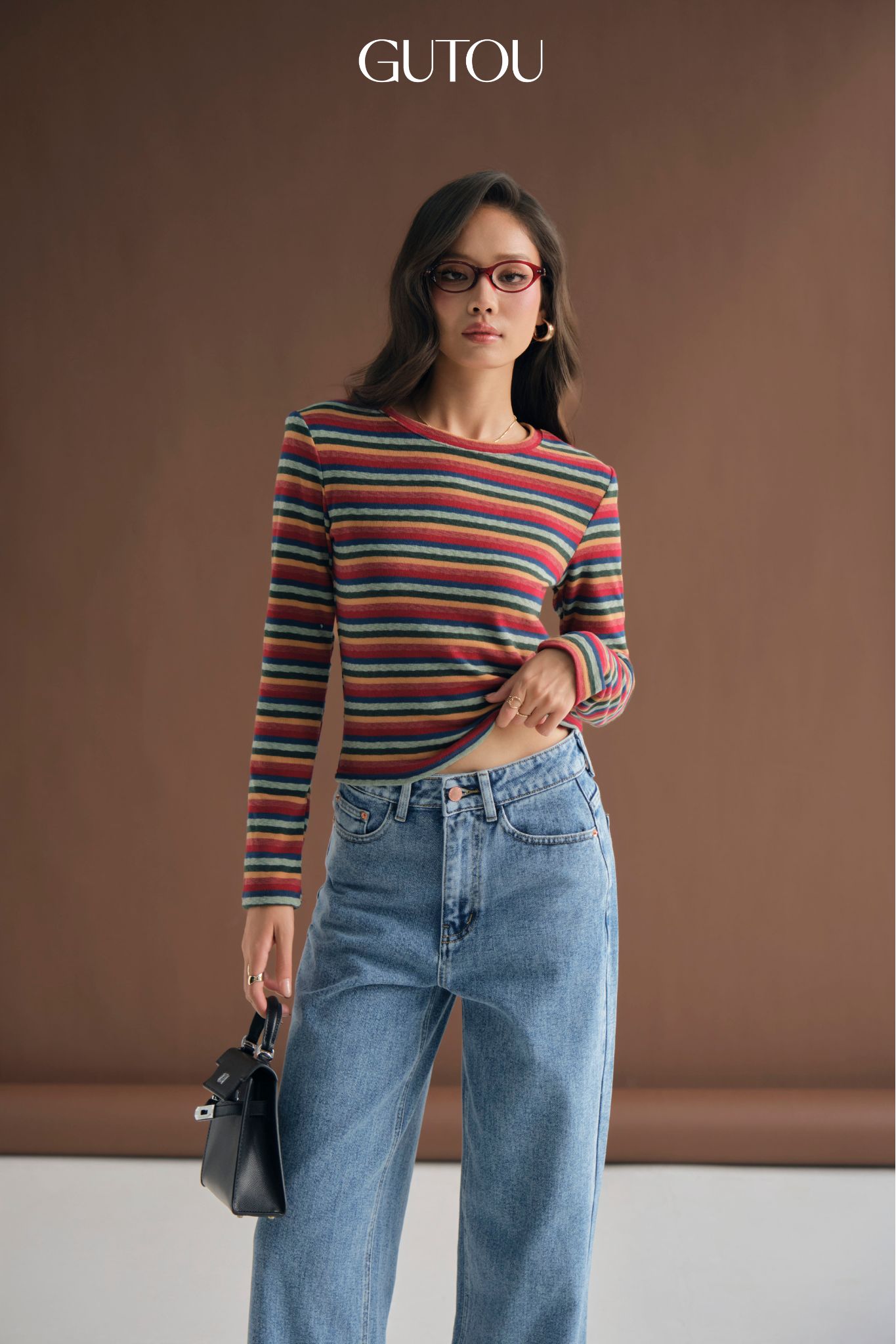 [ GUTOU ] Áo Thun Dài Tay Echo Stripe Top