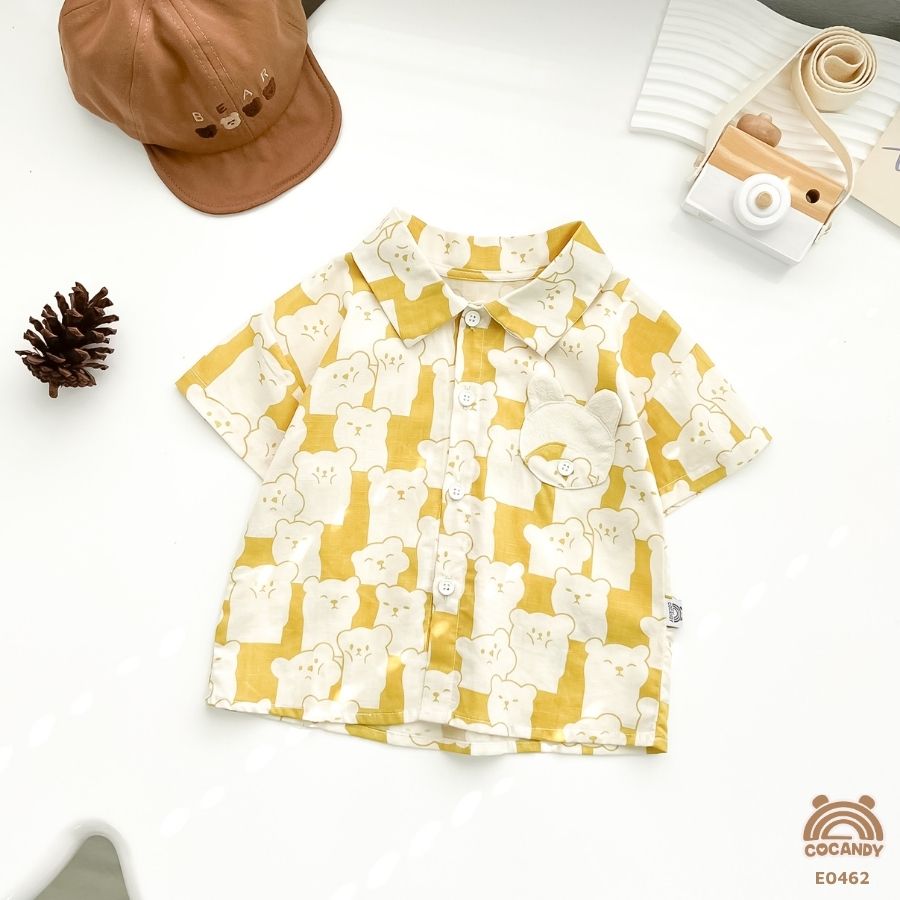 Áo cộc VÀNG họa tiết gấu phối túi gấu_thumbnail_1