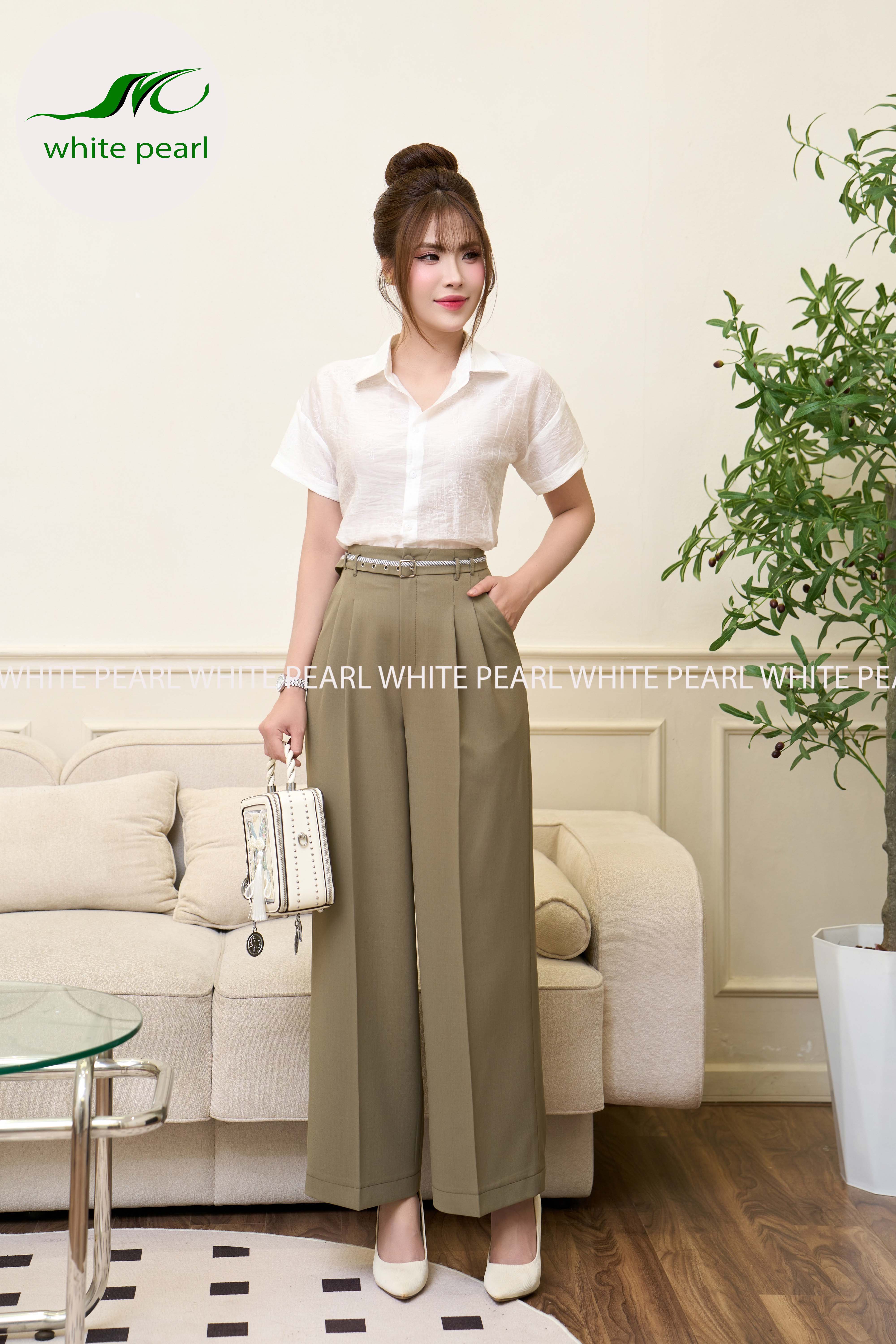 Quần suông cạp liền thời trang công sở cao cấp White Pearll