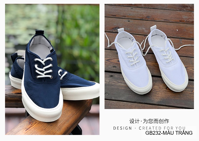 GB232 - Giày sneaker vải nam nữ đế bệt phong cách thường ngày, màu trơn chống thấm_thumbnail_13