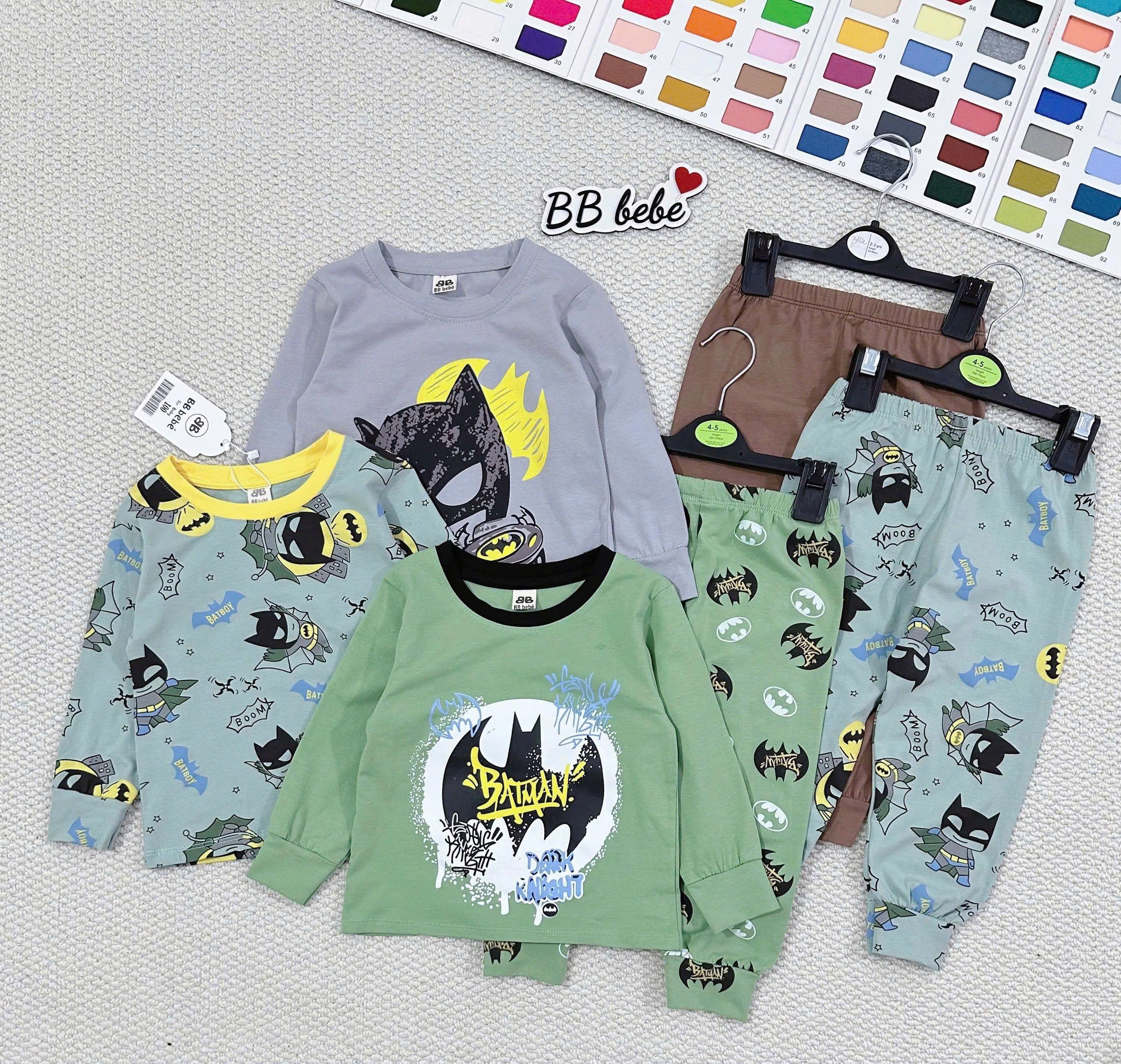 C14 SET 3 BỘ DÀI TAY DƠI ĐEN BATMAN - A100.263